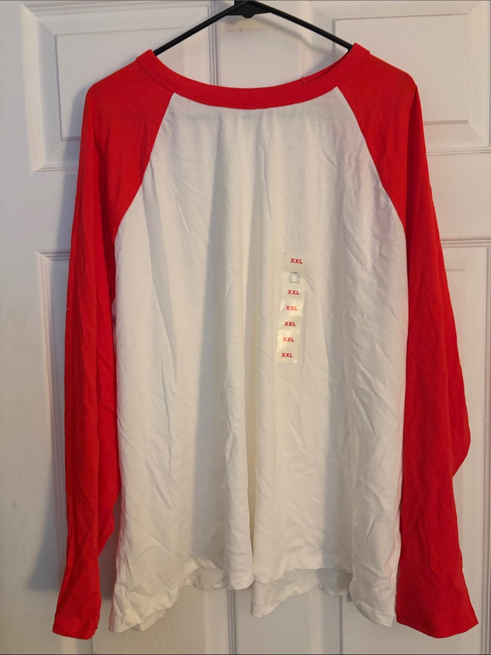 Old Navy White and Red Long-Sleeve Raglan Tee